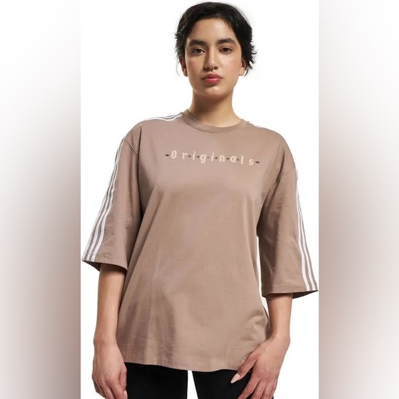 Adidas Originals Brown Tee with White Accents - Picture 3 of 10